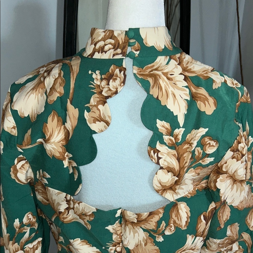 Maeve By Anthropologie Green and Tan Floral Tunic - Picture 7 of 11